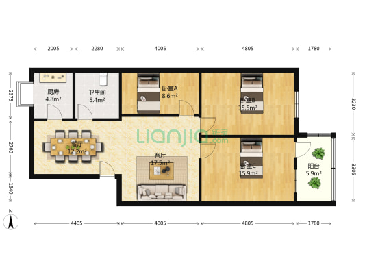 辛家巷7号 3室2厅1卫 96平方