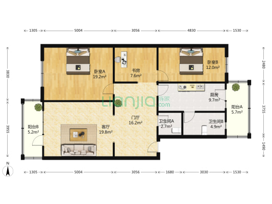 附中小区 3室1厅2卫 119平方