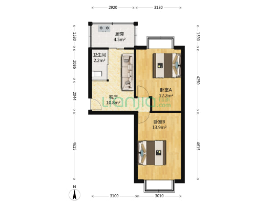 天庆家园 2室1厅1卫 60平方