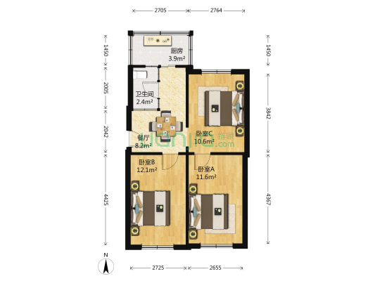 永胜街（三八广场） 3室1厅1卫 68平方