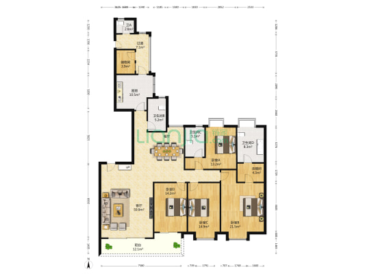 富力唐宁花园 4室1厅4卫 212平方