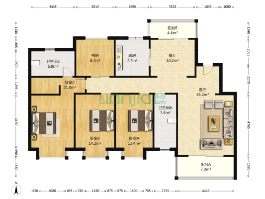 上和园一期 4室2厅2卫 167平方