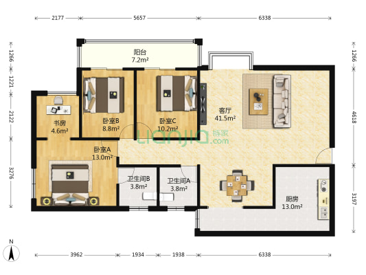 东盛名苑 4室1厅2卫 142平方
