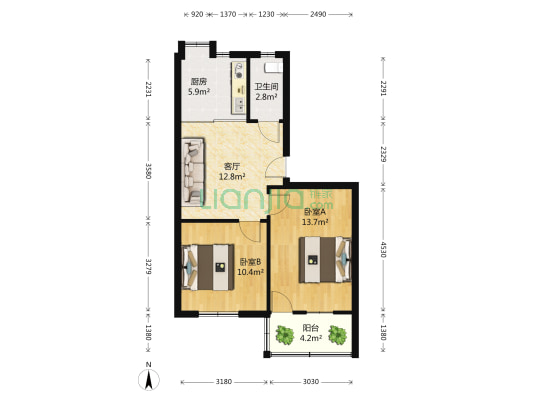 金寨路375号 2室1厅1卫 61平方