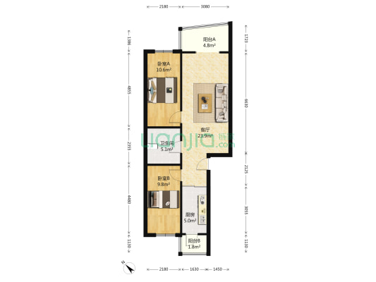 聚源花园 2室1厅1卫 90平方