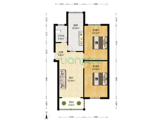 淮河西路113号 2室1厅1卫 80平方