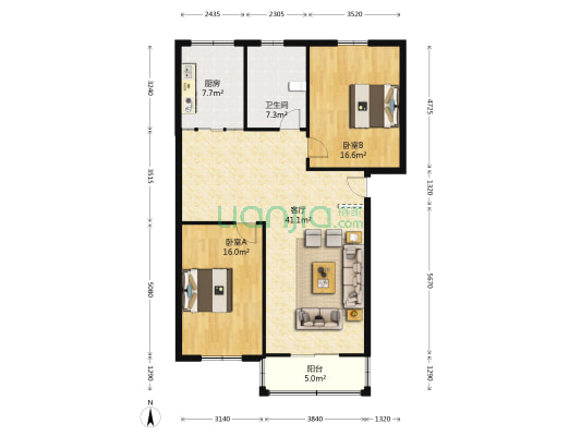 同馨花园 2室1厅1卫 108平方