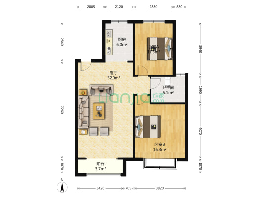 畔水庭苑 2室1厅1卫 109平方