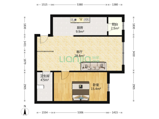 睿城 1室1厅1卫 78平方