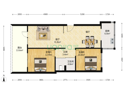 迎春街（沙河口区） 2室1厅1卫 86平方