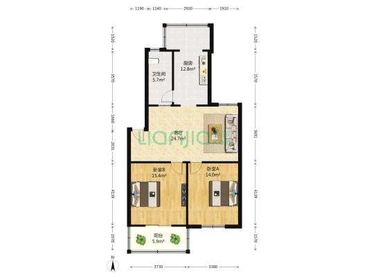 合肥市人民政府第三生活区 2室1厅1卫 86平方