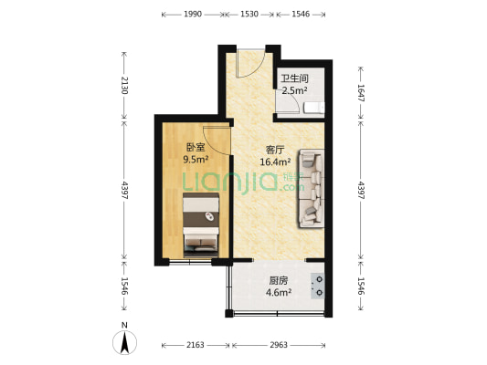 交运福安家园 1室1厅1卫 51平方