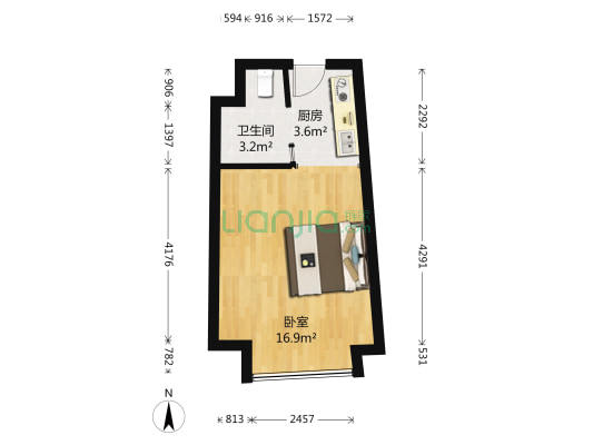 新时空国际商务广场 1室0厅1卫 40平方