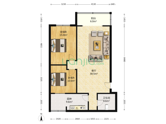 川裕苑 2室1厅1卫 99平方