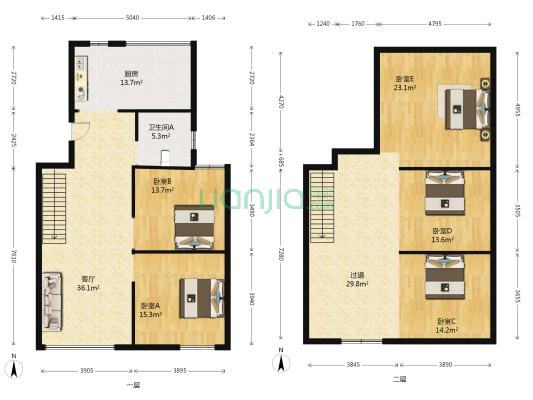 御翠苑 5室1厅1卫 95平方