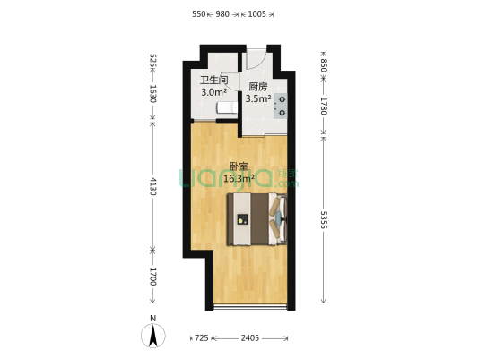 蓝岸3G 1室0厅1卫 41平方
