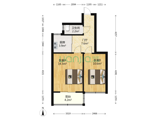 修业里 2室0厅1卫 57平方