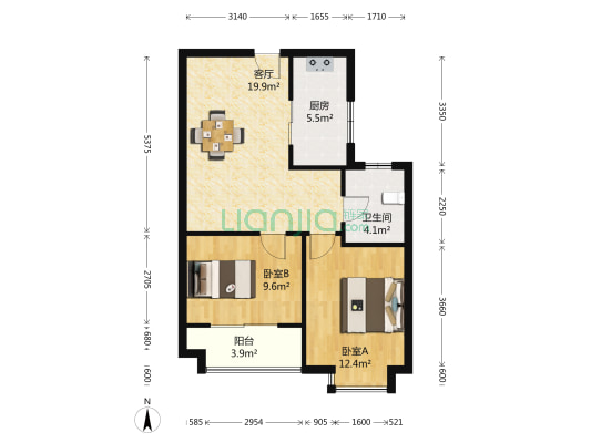 蓝鼎观湖苑 2室1厅1卫 71平方
