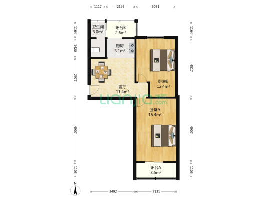 前进新里 2室1厅1卫 41平方