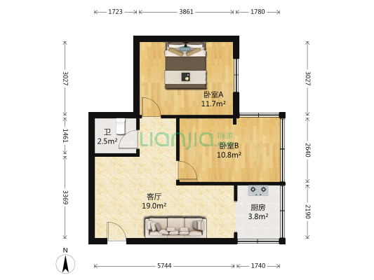 北斗街（三八广场） 2室1厅1卫 59平方
