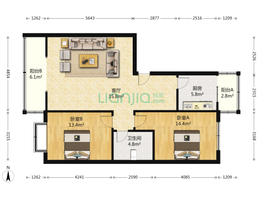 吉祥苑(天府新区) 2室1厅1卫 102平方