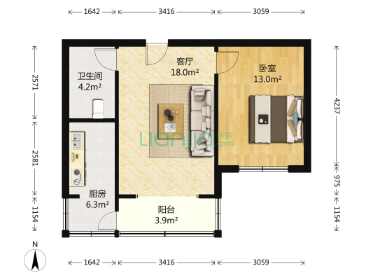 新风路46号 1室1厅1卫 49平方