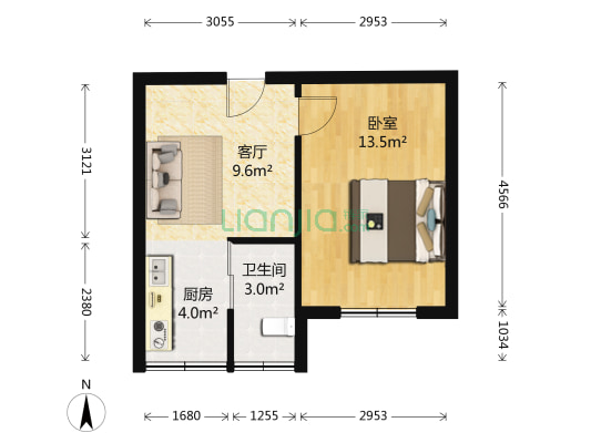 东街坊住宅区 1室1厅1卫 41平方