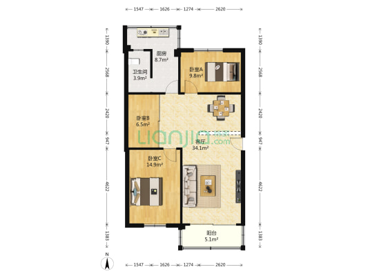 生态环境与土壤研究所 3室1厅1卫 89平方