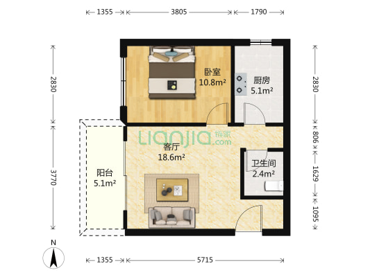 南山新村二期 1室1厅1卫 49平方