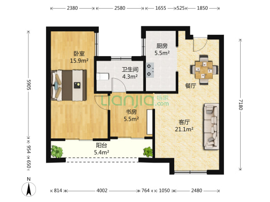 怡东雅苑 2室1厅1卫 78平方