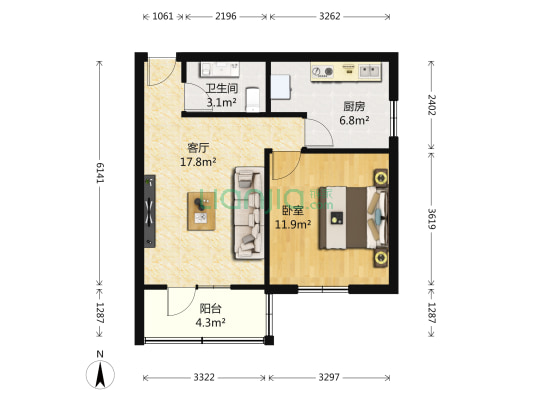 花园闸小区 1室1厅1卫 58平方