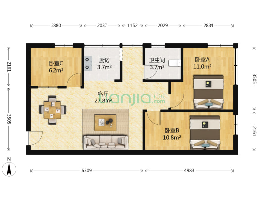 友森楼 3室1厅1卫 79平方
