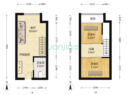中铁国际公馆 2室1厅1卫 36平方