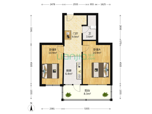 117小区 2室0厅1卫 72平方