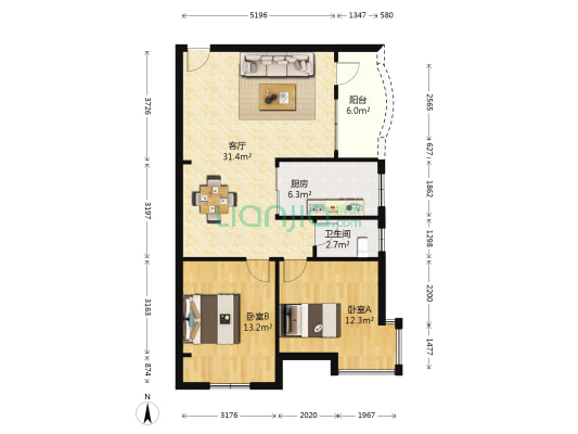 从化怡景楼 2室1厅1卫 86平方