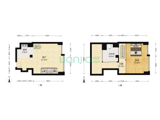 金沙湖1号 1室1厅1卫 43平方