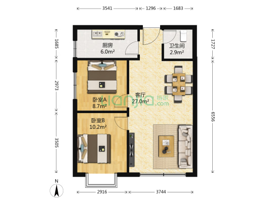 三陵雅园A区 2室1厅1卫 71平方