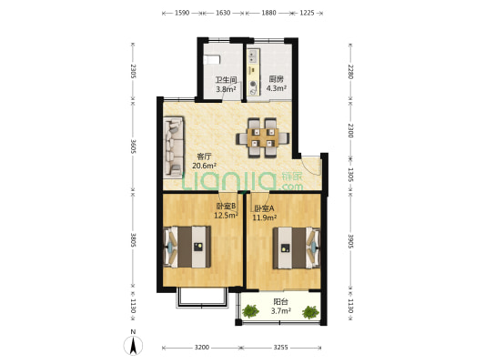 江山星汉城 2室1厅1卫 75平方
