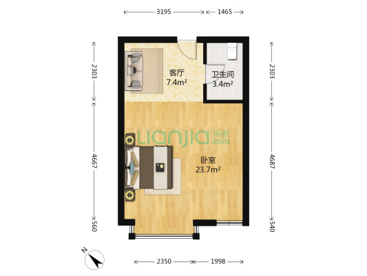凯尼大厦 1室1厅1卫 47平方