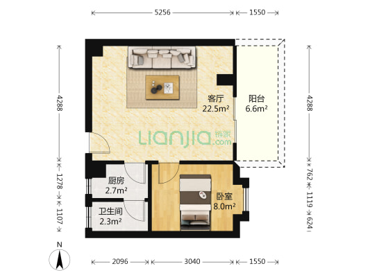 天利居 1室1厅1卫 51平方