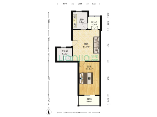 林苑北里 1室1厅1卫 64平方
