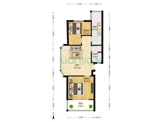 红花村25号 2室1厅1卫 71平方