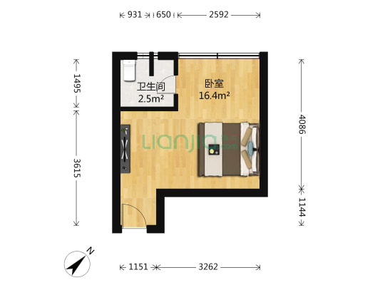 福海苑 1室0厅1卫 23平方
