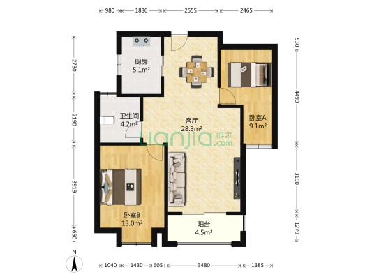 高速时代城一期 2室1厅1卫 83平方