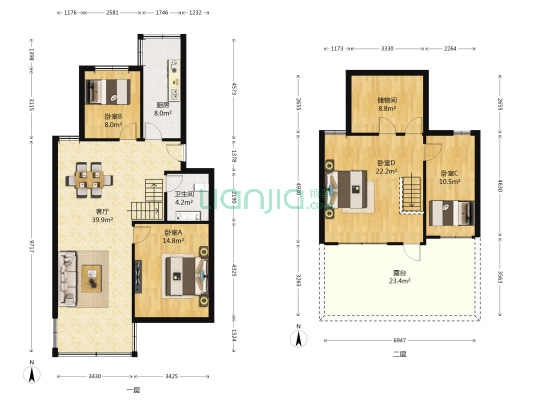 大树路3号 4室1厅1卫 89平方