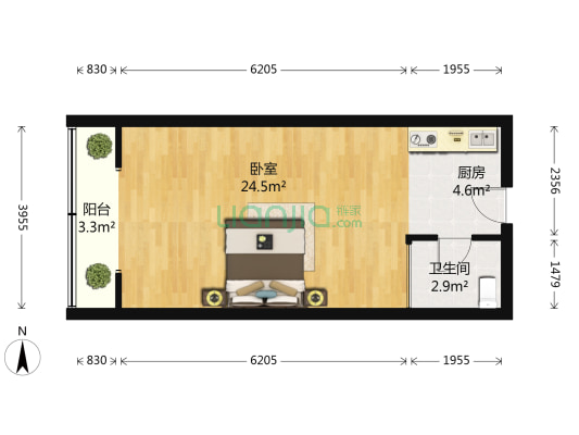 云都大厦 1室0厅1卫 52平方