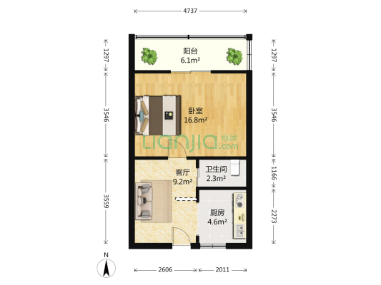 天成公寓 1室1厅1卫 42平方
