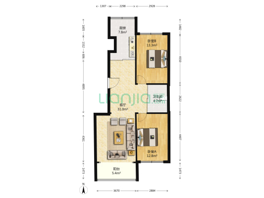 锦程家园 2室1厅1卫 99平方