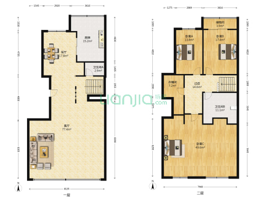 凯撒花园 3室2厅2卫 281平方