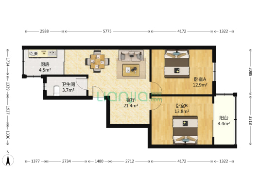 和燕路293号 2室1厅1卫 82平方